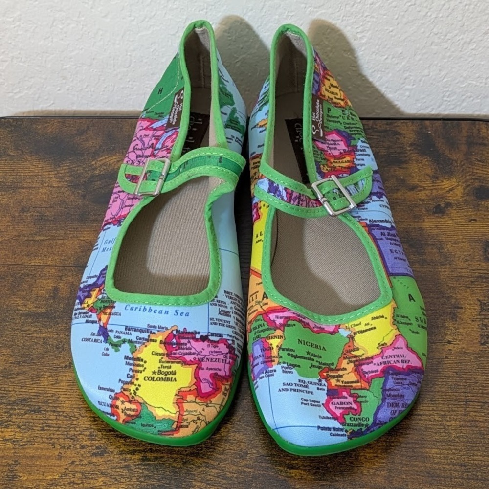 Chocolaticas Bon Voyage Womens Mary Jane Flat Size 5.5-6/36 Hot Chocolate Design - Picture 7 of 12